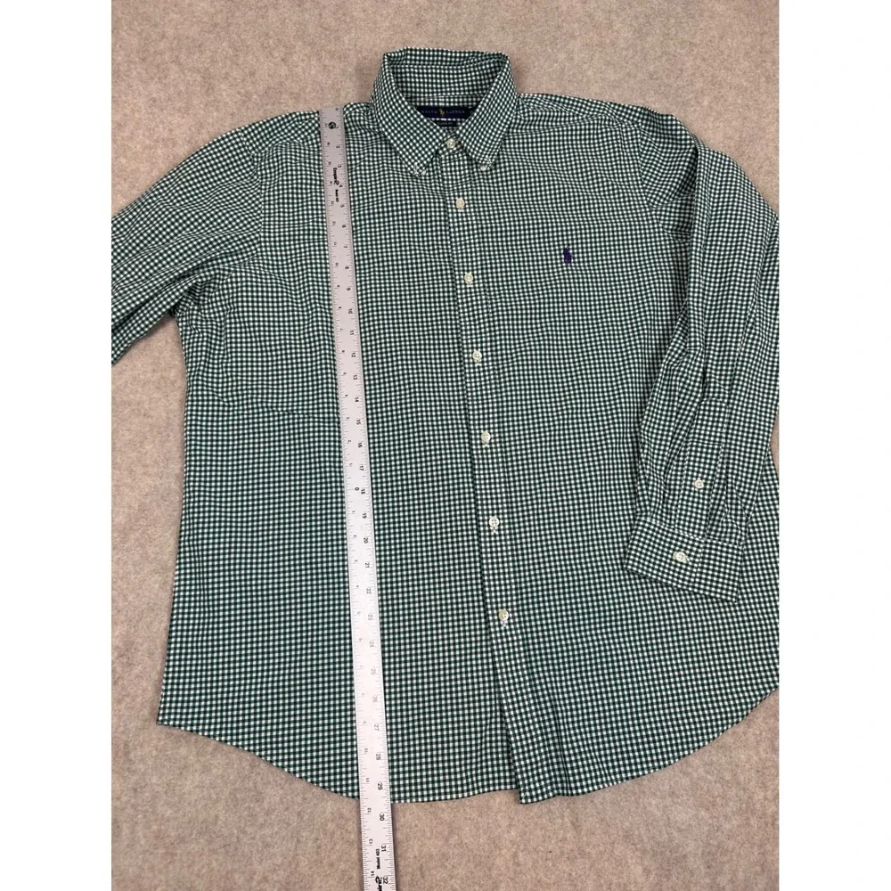 Ralph Lauren Button Down Shirt Mens XL Green Gingham Classic Fit Long‎ Sleeve